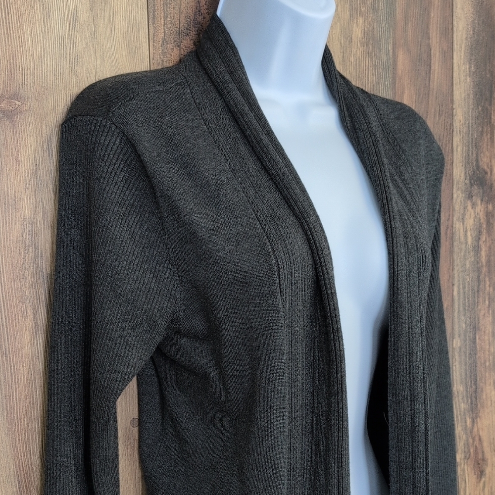 Liz Claiborne Charcoal Gray Women's Open Front Cardigan L              224F